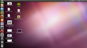 Purple Ubuntu desktop with left-side launcher