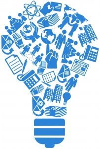Lightbulb made of business and innovation icons
