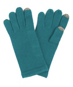 Pair of teal touchscreen knit gloves