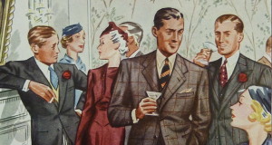 Vintage cocktail party with well-dressed guests